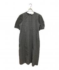 UNITED ARROWS (ユナイテッドアローズ) オープン バックリボン チェックワンピース ブラック×グレー サイズ:M