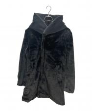 1piu1uguale3 (ウノピュウノウグァーレトレ) VELVET FUR WRAP HOODED COAT/ベルベットファーフーデッドコート ブラック サイズ:5