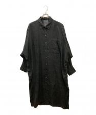 minitz (ミニッツ) リネンロングシャツワンピース ブラック サイズ:-（実寸参照)