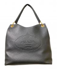 PRADA (プラダ) カーフレザーロゴワンショルダーバック ネイビー