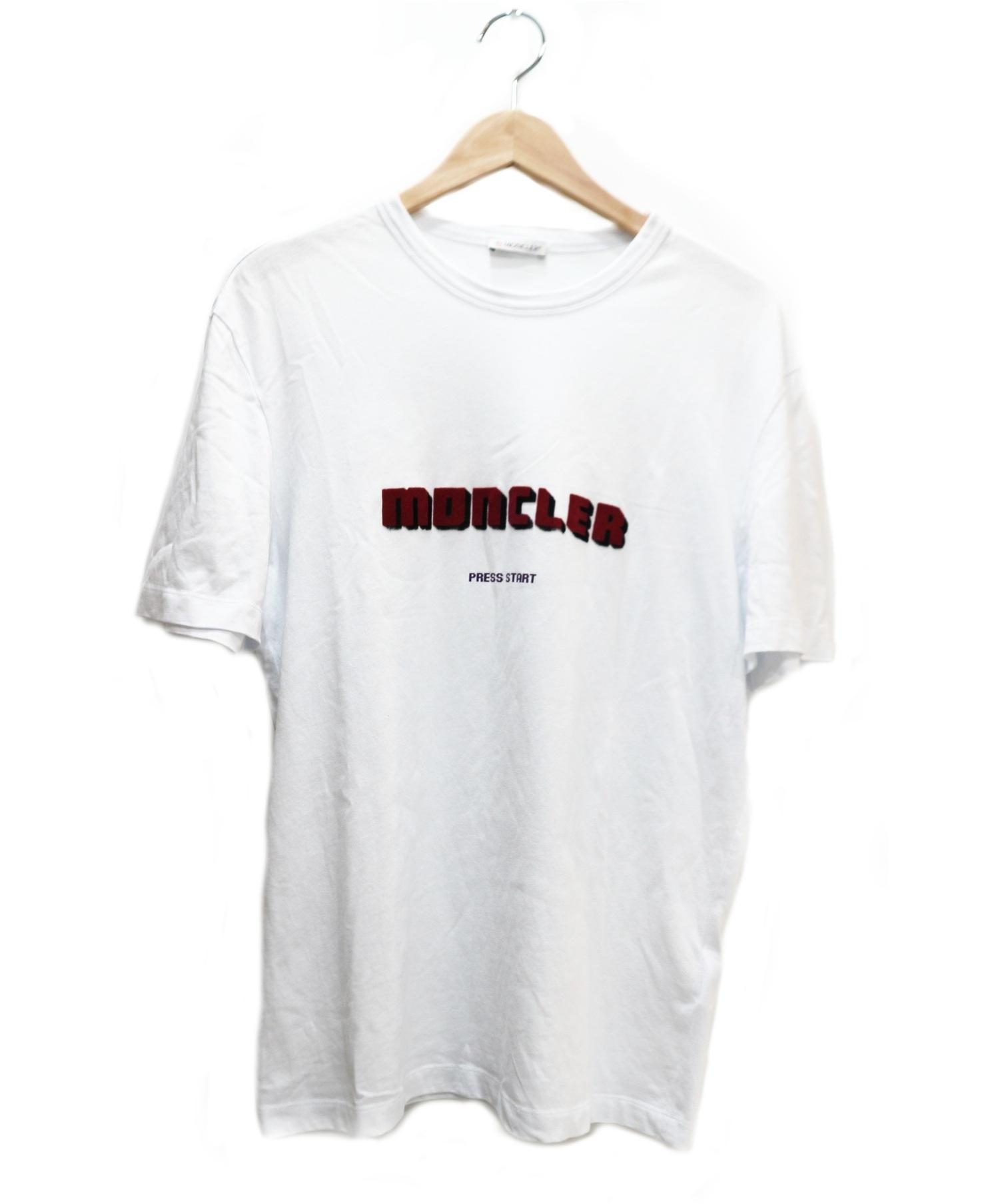 【中古・古着通販】MONCLER (モンクレール) ロゴプリントTシャツ ホワイト×ボルドー サイズ:S｜ブランド・古着通販 トレファク公式