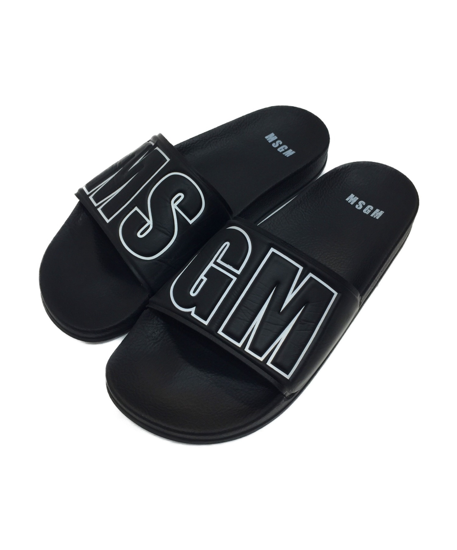 中古 古着通販 Msgm エムエスジーエム ロゴシャワーサンダル ブラック ホワイト サイズ 42 Pool Slides 人気アイテム ブランド 古着通販 トレファク公式 Trefac Fashion