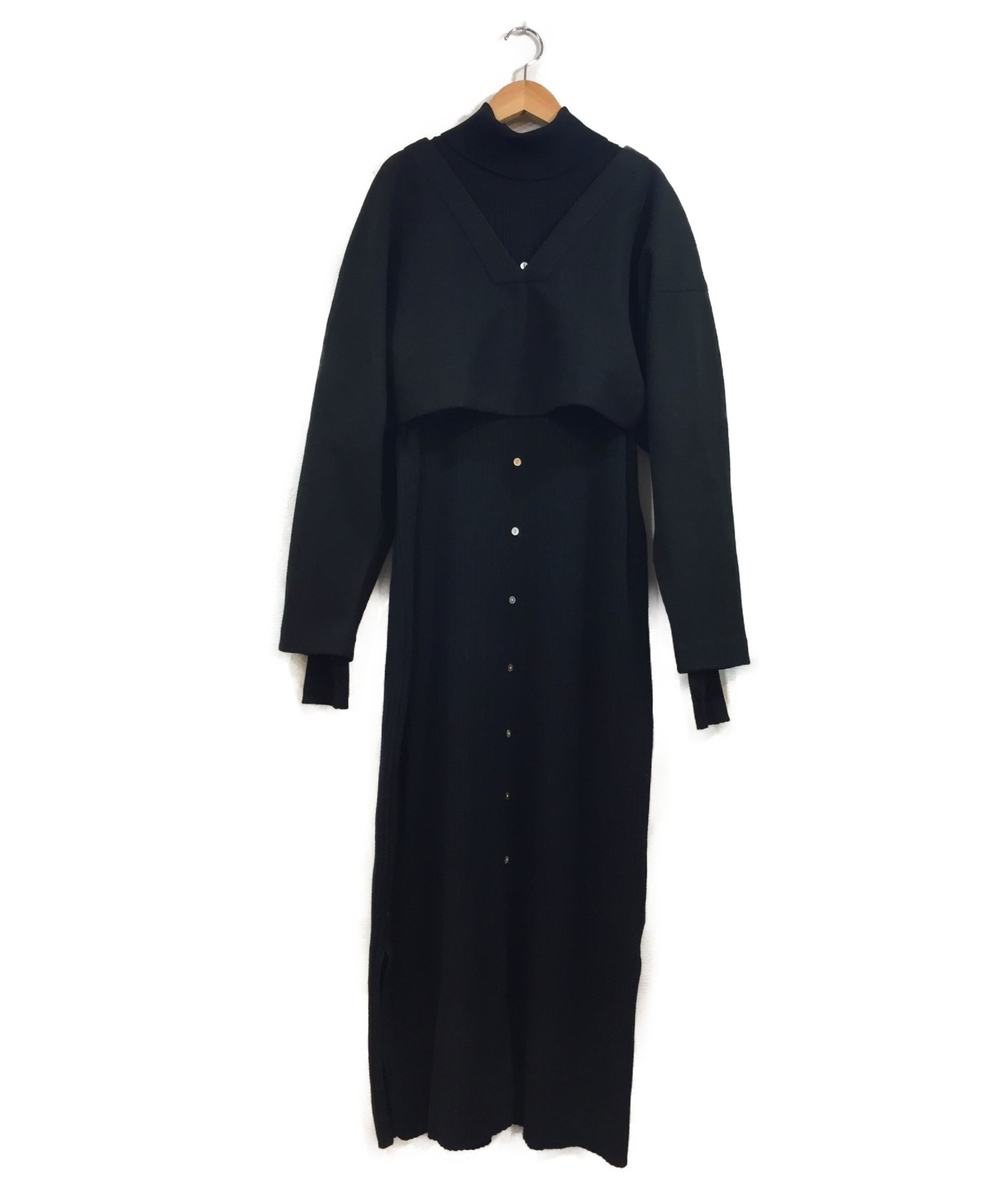 中古 古着通販 Ameri アメリヴィンテージ セットアップレイヤードニットワンピース ブラック サイズ F Layered Knit Dress 完売アイテム ブランド 古着通販 トレファク公式 Trefac Fashion
