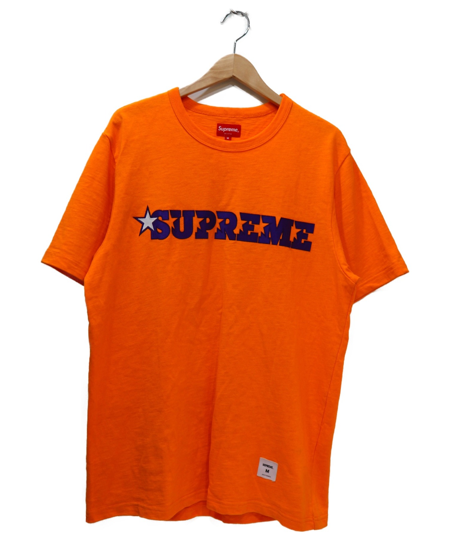 Supreme (シュプリーム) ロゴ刺繍Tシャツ オレンジ×パープル サイズ:M 20SS WEEK9 STAR LOGO TEE 人気アイテム