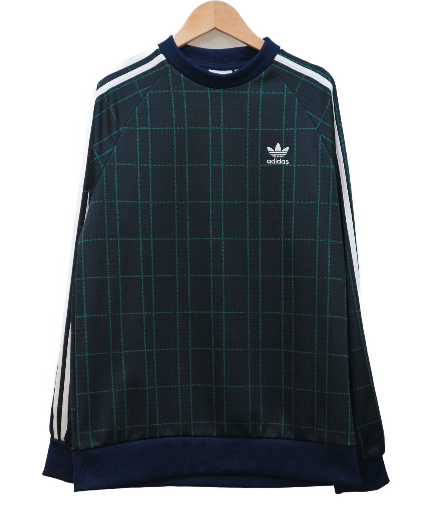 中古 古着通販 Adidas Originals アディダスオリジナルス チェック柄クルーネックスウェット グリーン ネイビー サイズ L Ed7018 Tartan Crewneck Sweatshirt ブランド 古着通販 トレファク公式 Trefac Fashion