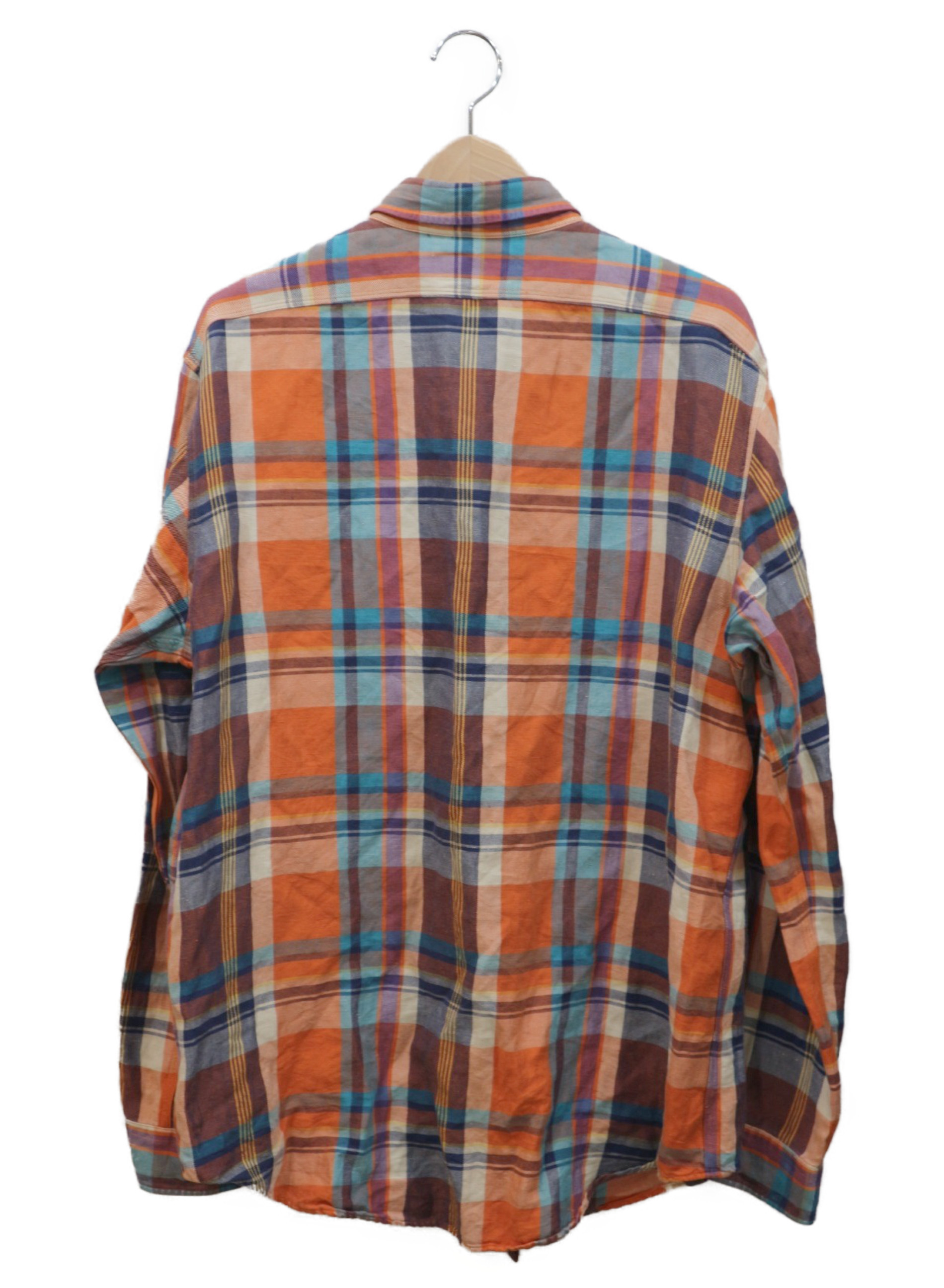 POLO RALPH LAUREN (ポロラルフローレン) ビッグチェックシャツ オレンジ×ブルー サイズ:L