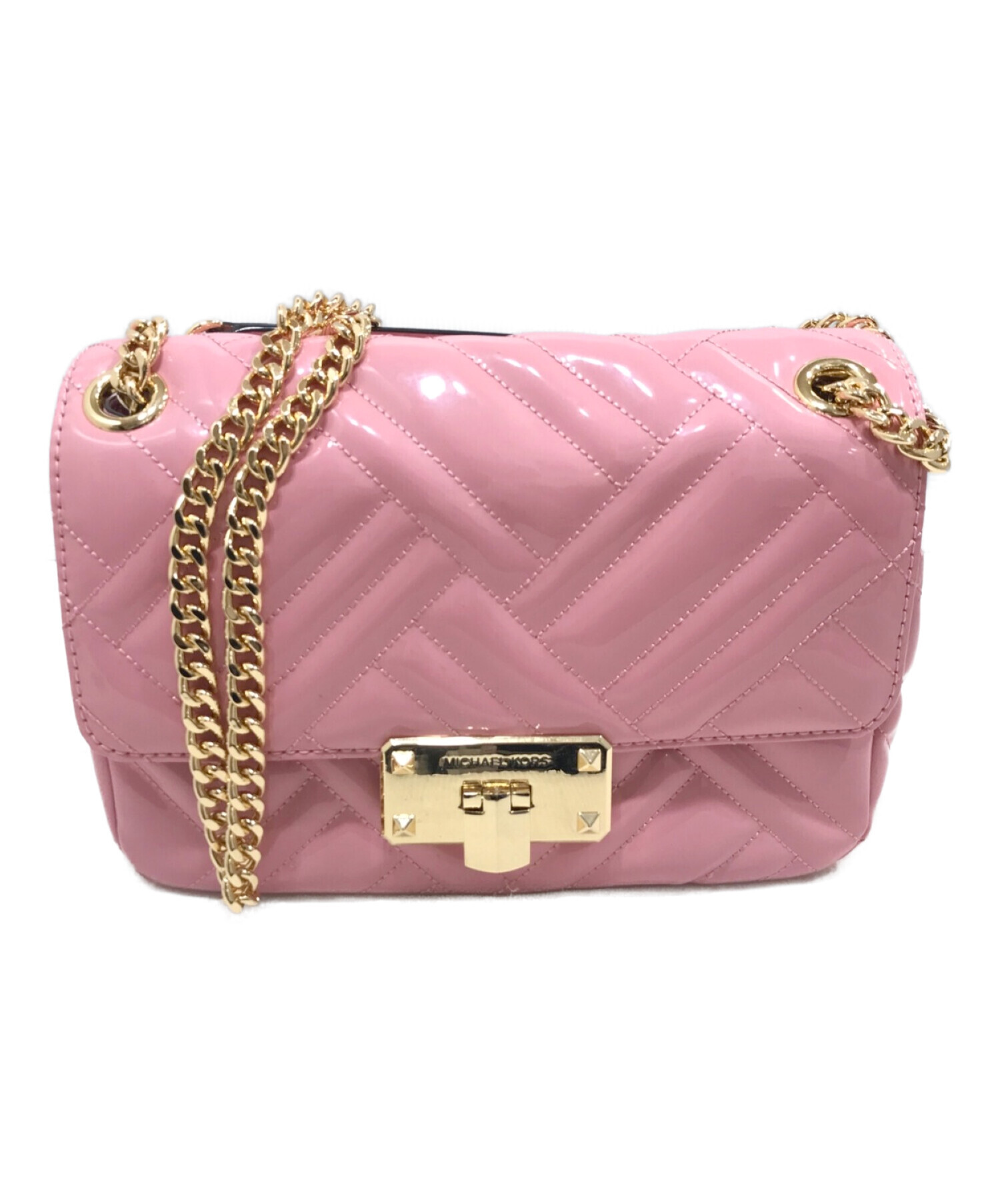 【中古・古着通販】MICHAEL KORS (マイケルコース) PEYTON MEDIUM PATENT SHOULDER BAG(ペイトン