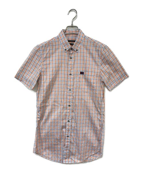 GUCCI（グッチ）GUCCI (グッチ) 半袖チェックシャツ オレンジ×パープル サイズ:38/15の古着・服飾アイテム