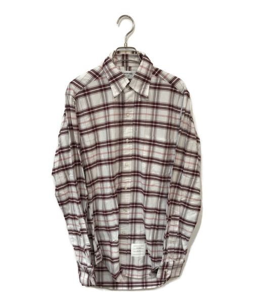 Thom Browne（トムブラウン）Thom Browne (トムブラウン) ボタンダウンチェックシャツ ホワイト×ブラウン サイズ:1の古着・服飾アイテム