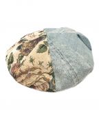 KAPITALキャピタル）の古着「ゴブラン織りベレー帽」｜インディゴ×ベージュ