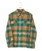 Patagoniaパタゴニア）の古着「ロングスリーブフィヨルドフランネルシャツ」｜ベージュ×グリーン