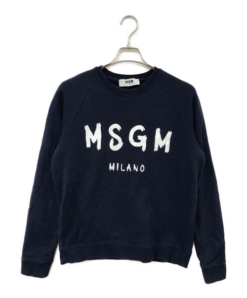 MSGM（エムエスジーエム）MSGM (エムエスジーエム) ロゴプリントスウェット ネイビー×ホワイト サイズ:Mの古着・服飾アイテム