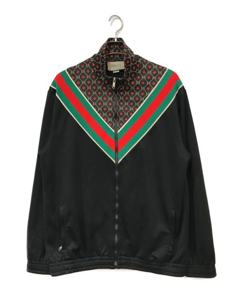 GUCCI（グッチ）GUCCI (グッチ) GGスターオーバーサイズジャージージャケット ブラック×グリーン サイズ:Lの古着・服飾アイテム