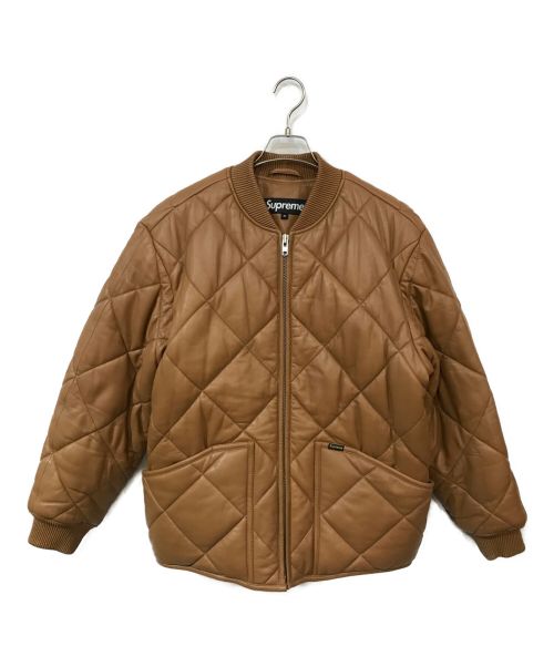 SUPREME（シュプリーム）SUPREME (シュプリーム) Quilted Leather Work Jacket（キルテッドレザーワークジャケット） ブラウン サイズ:Mの古着・服飾アイテム