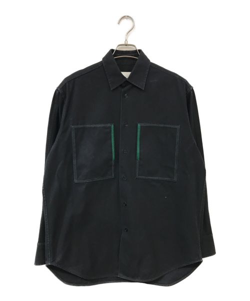 JIL SANDER（ジルサンダー）JIL SANDER (ジルサンダー) ビッグポケットL/Sシャツ ブラック サイズ:38の古着・服飾アイテム