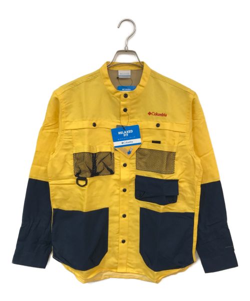 Columbia（コロンビア）Columbia (コロンビア) Tucannon Isle Long Sleeve Shirt イエロー×ネイビー サイズ:Mの古着・服飾アイテム