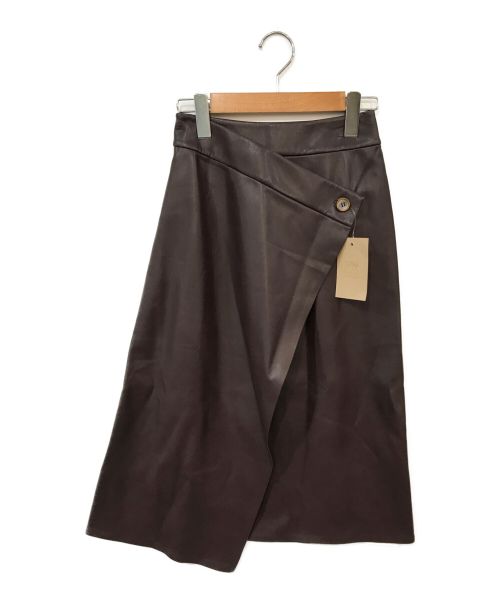 AERON（アーロン）AERON (アーロン) エコレザーラップスカート ブラウン サイズ:32の古着・服飾アイテム