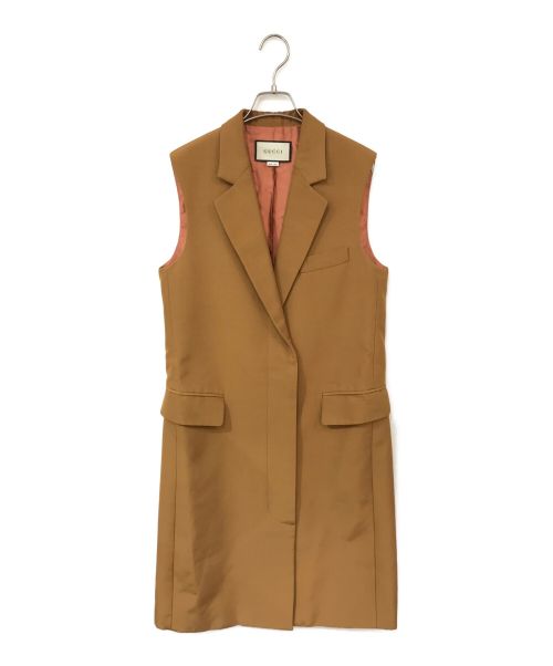 GUCCI（グッチ）GUCCI (グッチ) Long Faille Vest Waistcoat ブラウン サイズ:40の古着・服飾アイテム