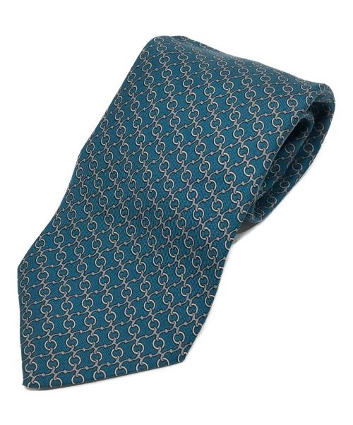HERMES（エルメス）HERMES (エルメス) 総柄ネクタイ ブルー×グレー サイズ:なしの古着・服飾アイテム