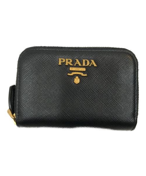 PRADA（プラダ）PRADA (プラダ) サフィアーノレザーコンパクトウォレット ブラックの古着・服飾アイテム