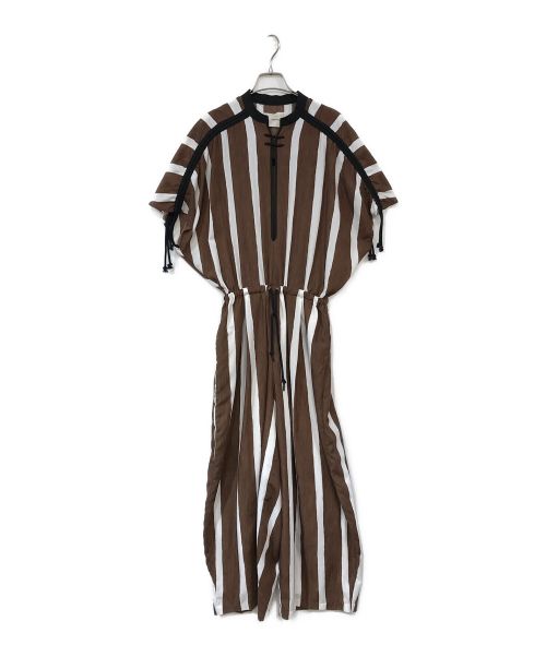 TODAYFUL（トゥデイフル）TODAYFUL (トゥデイフル) Stripe Gather Combinaison ブラウン サイズ:36の古着・服飾アイテム