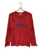 Hysteric Glamourヒステリックグラマー）の古着「LOGO刺繍 クラッシュセーター」｜レッド