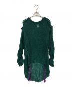 PAMEO POSEパメオポーズ）の古着「Stitched Mohair Knit Top」｜グリーン