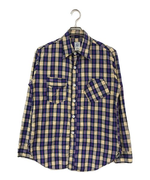 POST O'ALLS（ポストオーバーオールズ）POST O'ALLS (ポストオーバーオールズ) チェックシャツ ブルー サイズ:Ｓの古着・服飾アイテム