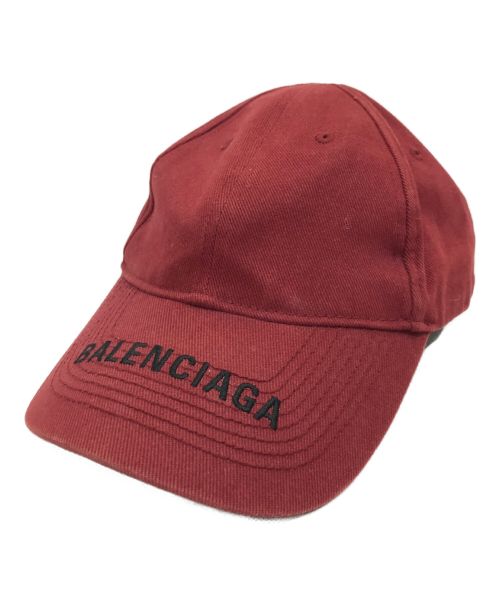 BALENCIAGA（バレンシアガ）BALENCIAGA (バレンシアガ) ロゴ刺繍キャップ レッド サイズ:Lの古着・服飾アイテム