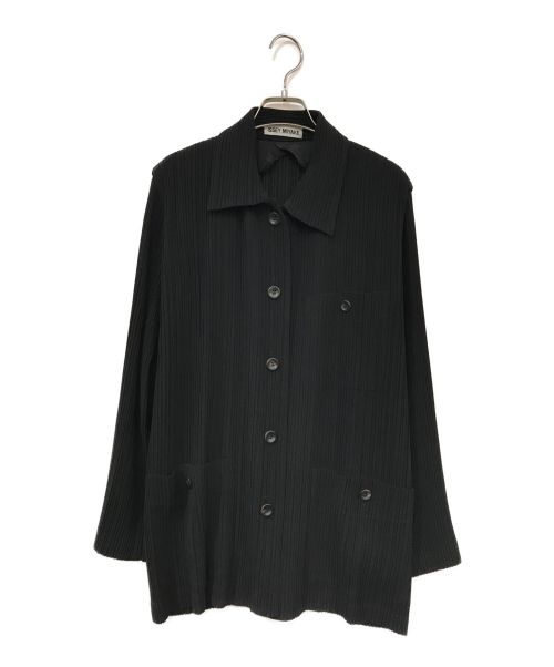 ISSEY MIYAKE（イッセイミヤケ）ISSEY MIYAKE (イッセイミヤケ) プリーツシャツジャケット ブラック サイズ:Mの古着・服飾アイテム