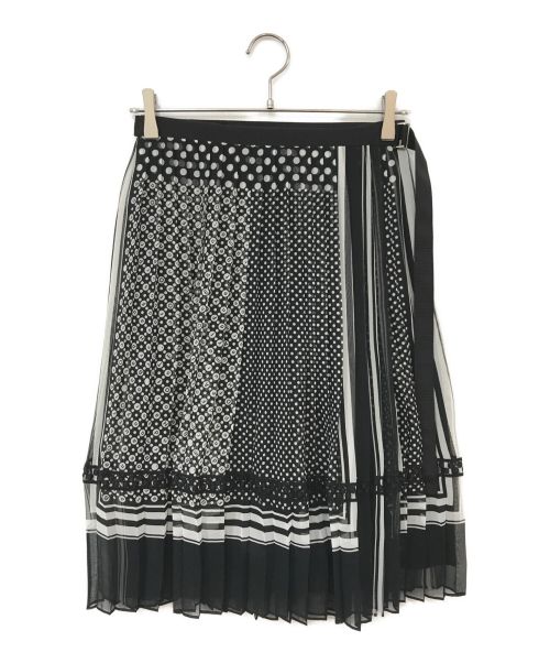 sacai（サカイ）sacai (サカイ) ドットプリントラッププリーツスカート ブラック サイズ:1の古着・服飾アイテム