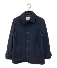 SHIPS any (シップスエニィ) PURE WOOL MELTON/ピュア ウール メルトン シングル Pコート ネイビー サイズ:SIZE M