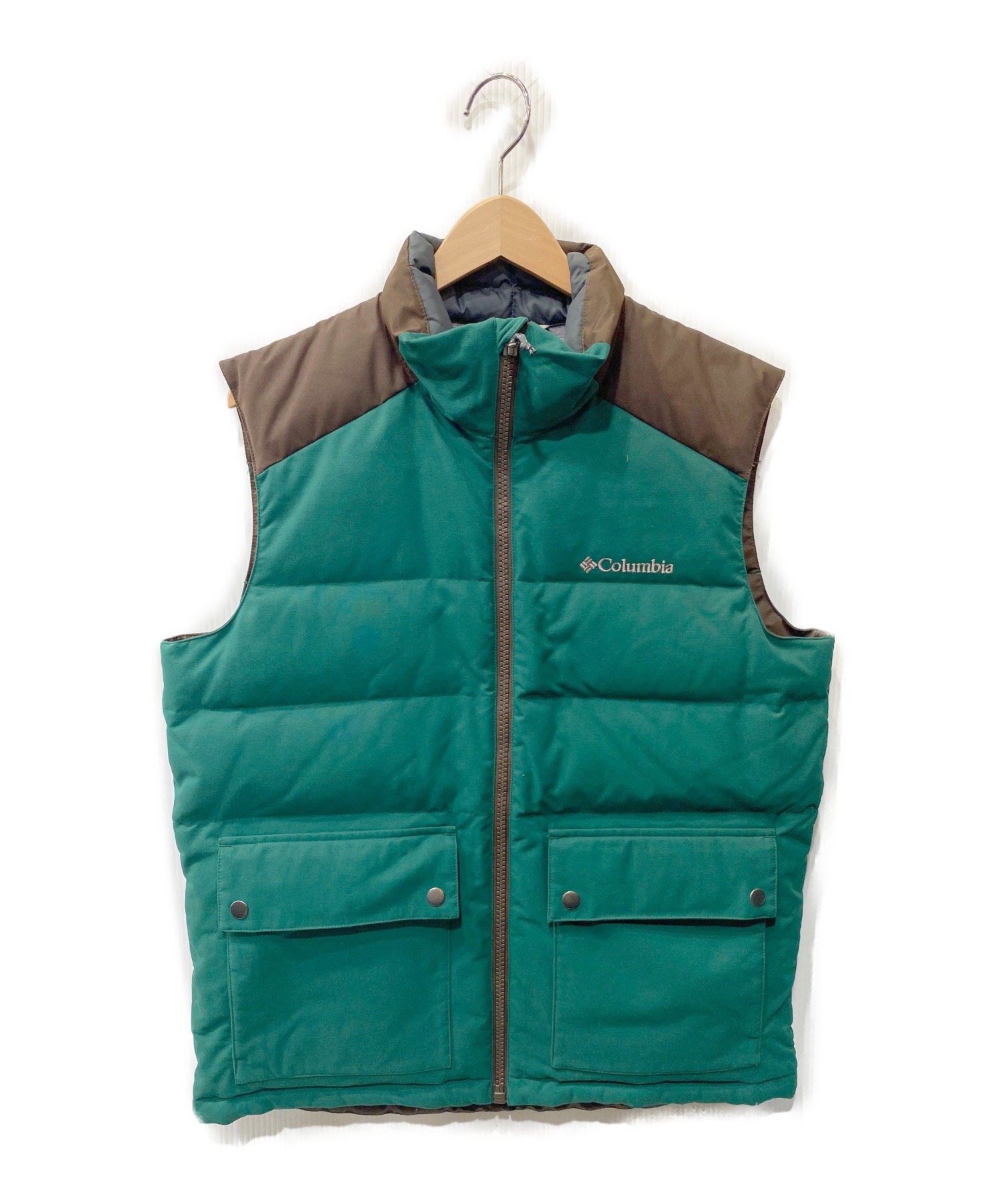 中古 古着通販 Columbia コロンビア ダウンベスト グリーン ブラウン サイズ M ブランド 古着通販 トレファク公式 Trefac Fashion
