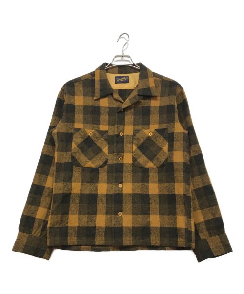 TENDERLOIN（テンダーロイン）TENDERLOIN (テンダーロイン) ウールブロックチェックシャツ ブラウン サイズ:Sの古着・服飾アイテム