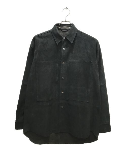 ESTNATION（エストネーション）ESTNATION (エストネーション) ラムレザーCPOシャツブルゾン ブラック サイズ:M 未使用品の古着・服飾アイテム