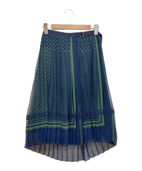 sacai（サカイ）sacai (サカイ) ドットプリントラップスカート ネイビー サイズ:3の古着・服飾アイテム