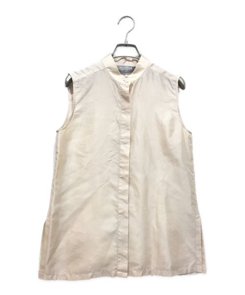 MaxMara（マックスマーラ）MaxMara (マックスマーラ) シルクノースリーブシャツ ベージュ サイズ:38の古着・服飾アイテム