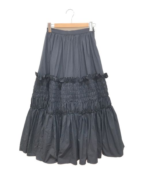 MECRE（メクル）MECRE (メクル) リサイクルナイロンギャザーフレアスカート ネイビー サイズ:Sの古着・服飾アイテム