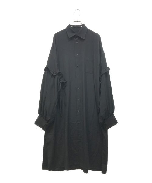 B Yohji Yamamoto（ビーヨウジヤマモト）B Yohji Yamamoto (ビーヨウジヤマモト) フリルスリーブワンピース ブラック サイズ:2の古着・服飾アイテム