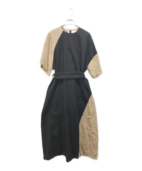 AKIRA NAKA（アキラナカ）AKIRA NAKA (アキラナカ) バイカラーS/Sワンピース ブラック×ベージュ サイズ:1の古着・服飾アイテム