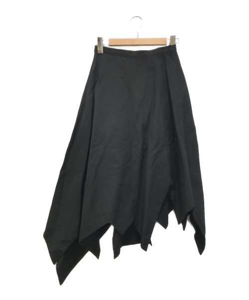 YOHJI YAMAMOTO（ヨウジヤマモト）YOHJI YAMAMOTO (ヨウジヤマモト) リネン混アシンメトリーデザインスカート ブラック サイズ:1の古着・服飾アイテム