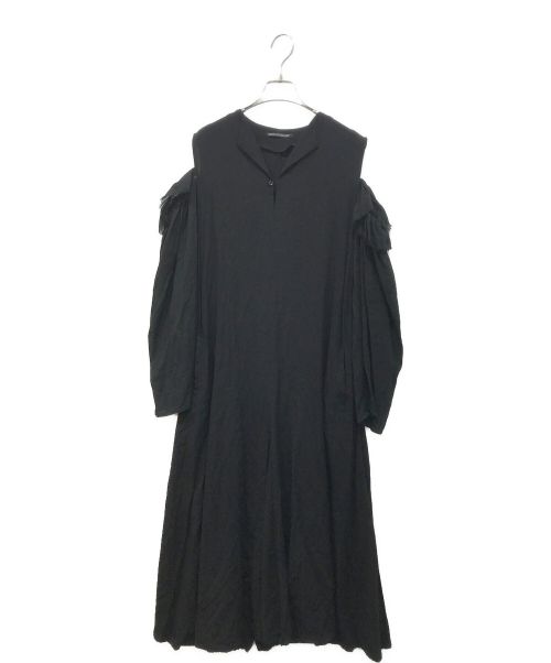 yohji yamamoto+noir（ヨウジヤマモトプリュスノアール）yohji yamamoto+noir (ヨウジヤマモトプリュスノアール) オープンカラーシャツワンピース ブラック サイズ:1の古着・服飾アイテム