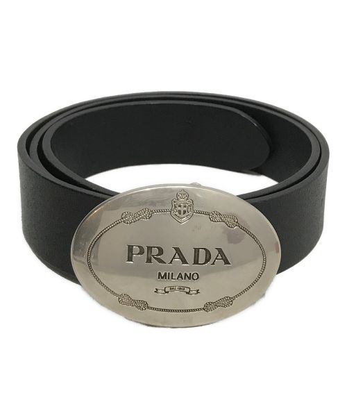 PRADA（プラダ）PRADA (プラダ) バックルレザーベルト ブラック サイズ:36/90の古着・服飾アイテム