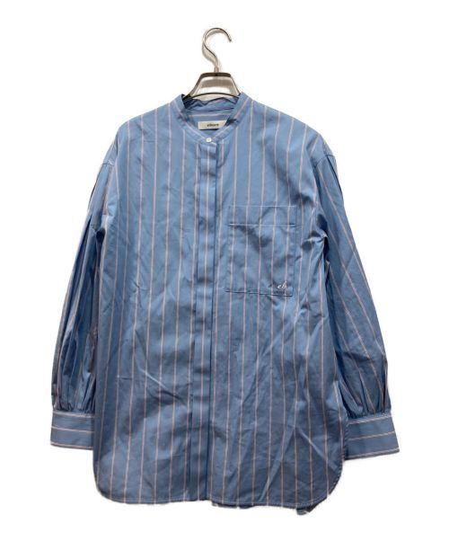 ebure（エブール）ebure (エブール) コットンストライプバンドカラーシャツ ブルー サイズ:36の古着・服飾アイテム