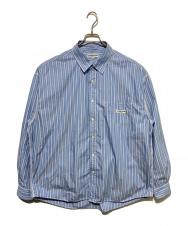 CAHLUMN (カウラム) Magazine Pocket Chain Stitch Shirt ブルー サイズ:XXL