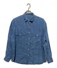 Porter Classic (ポータークラシック) リネンロールアップシャツ ブルー サイズ:M