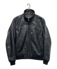 AVIREX (アヴィレックス) STAND LEATHER MA-1 MOD JACKET ブラック サイズ:XL