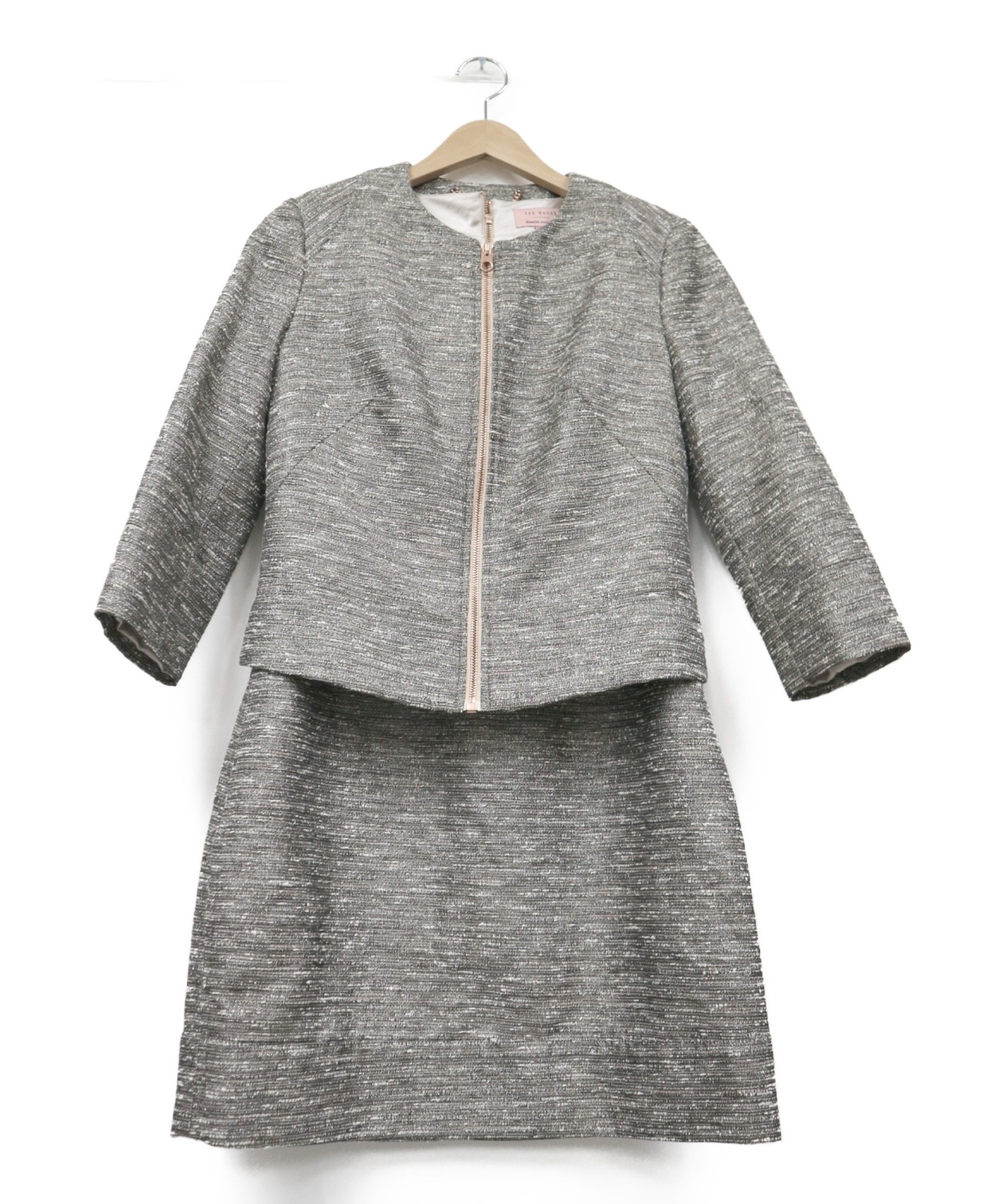 中古 古着通販 Ted Baker テッドベーカー ツイードジャケットセットワンピース グレー サイズ 2 ブランド 古着通販 トレファク公式 Trefac Fashion