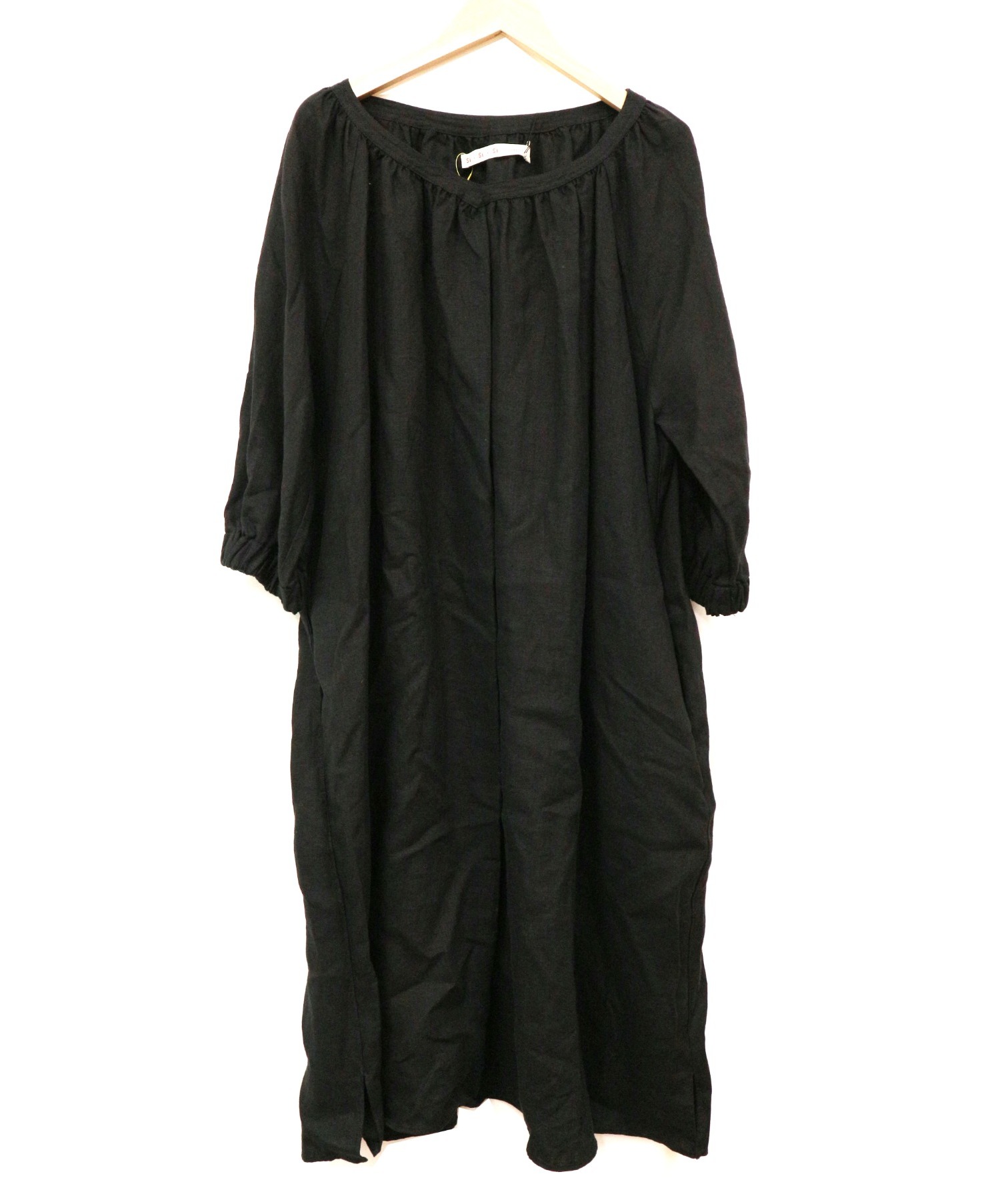 中古 古着通販 Si Si Si スースースー ベルト付きリネンワンピース ブラック サイズ 38 リネン100 日本製 ブランド 古着通販 トレファク公式 Trefac Fashion