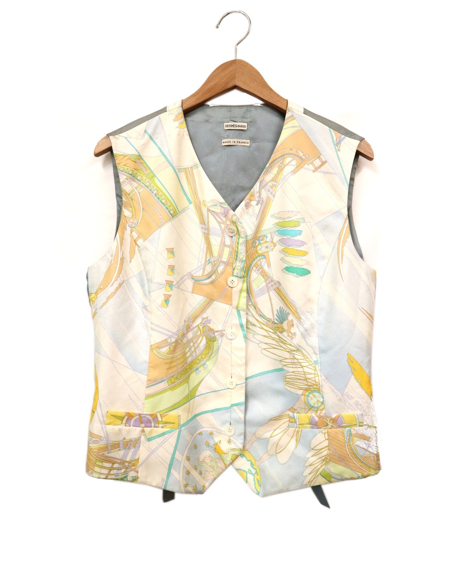 エルメスHermes ベスト スエードxシルクSize40 ブラウン